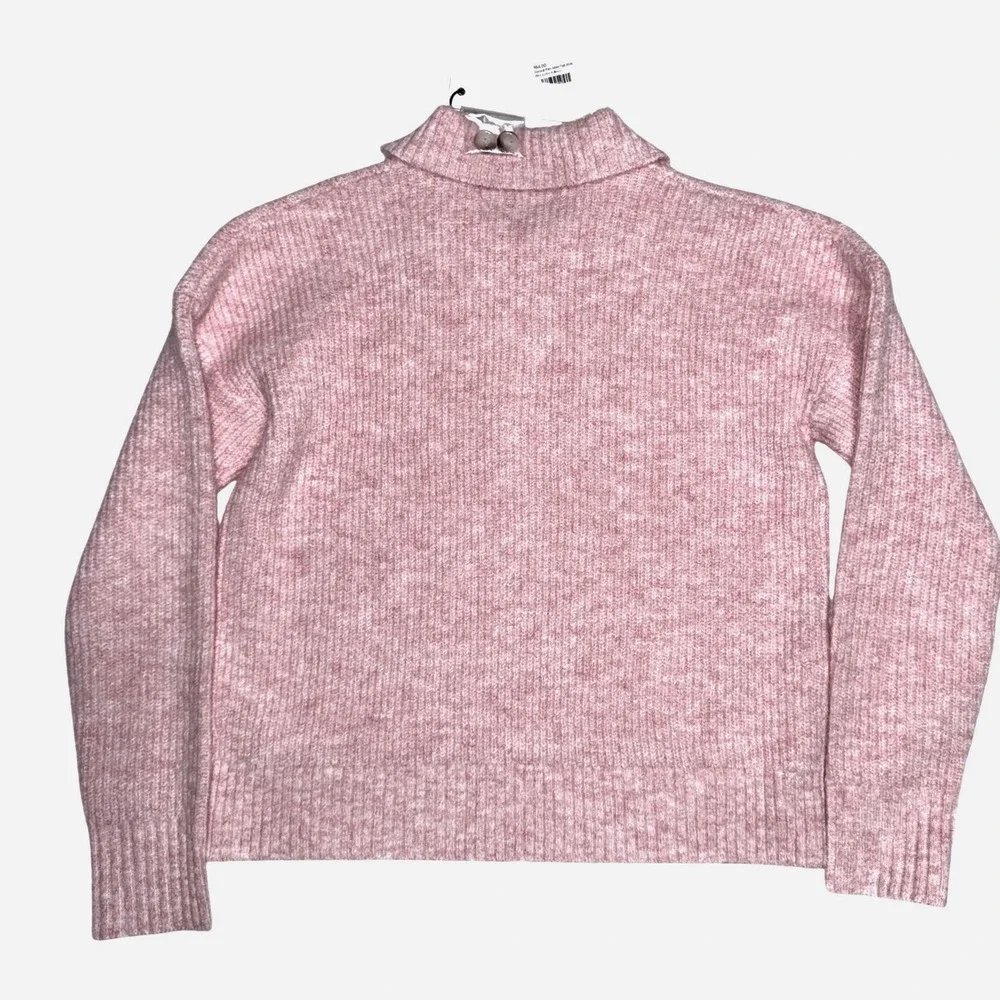 Central Park West Girls Pink Lottie Pullover Fuzzy Knit Polo Sweater Size M NEW